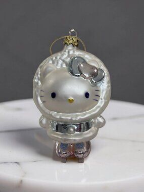 Vintage Hello Kitty Eskimo Tree Glass Ornament, 2005 Sanrio Holiday Collectible